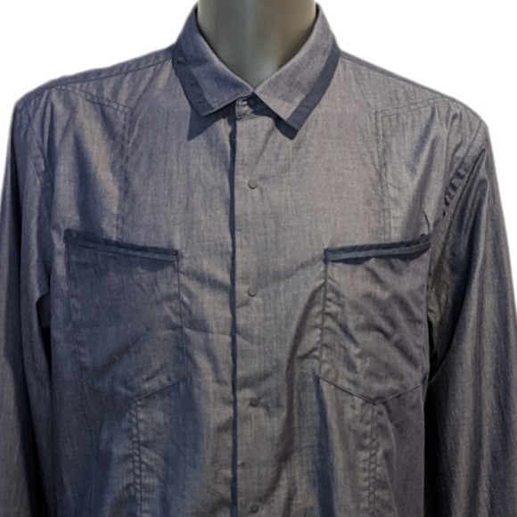 GUESS slim fit navy blue button front shirt XXL - Picture 1 of 8